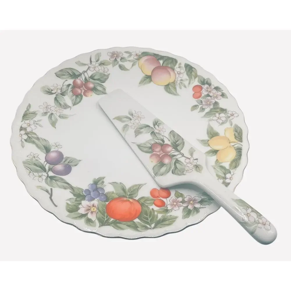 Vintage Andrea by Sadek Cake Plate 10.5” and Server 9.5”. Made in Japan.